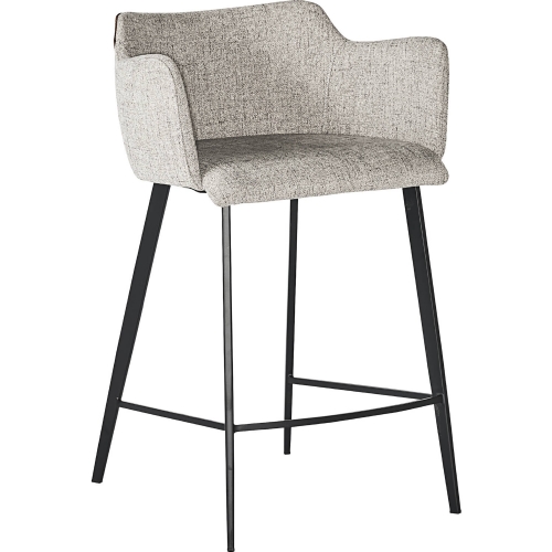 Griffin Counter Stool in Grey Fabric & Cognac Leatherette